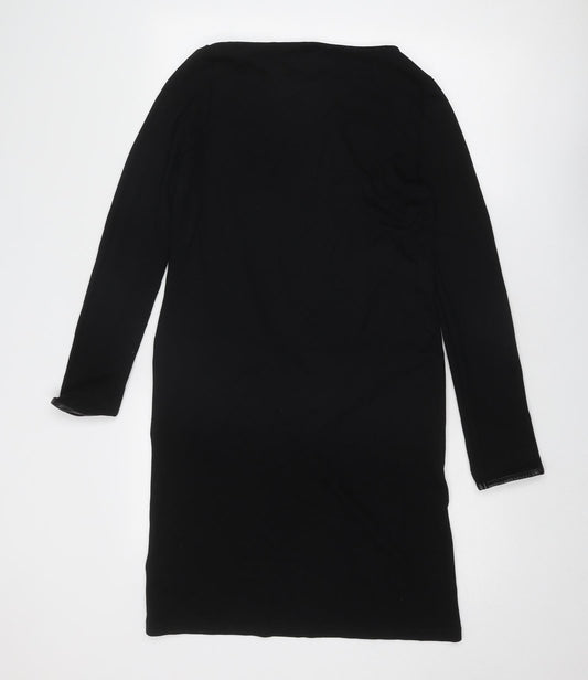 Marks and Spencer Womens Black Viscose A-Line Size 12 Round Neck Pullover
