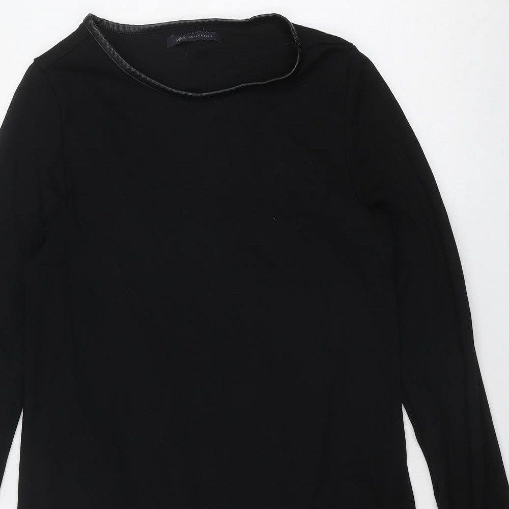 Marks and Spencer Womens Black Viscose A-Line Size 12 Round Neck Pullover