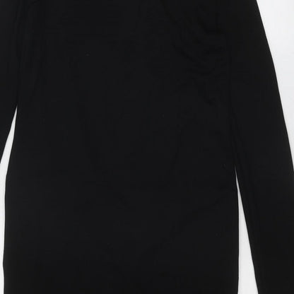 Marks and Spencer Womens Black Viscose A-Line Size 12 Round Neck Pullover