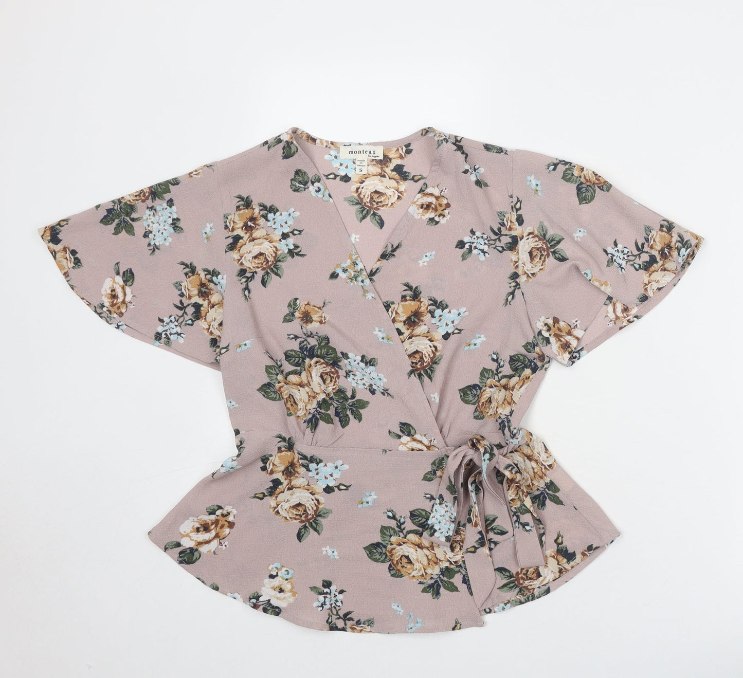 Womens UK Size S Monteau Grey Wrap Blouse