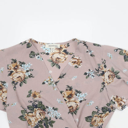 Womens UK Size S Monteau Grey Wrap Blouse