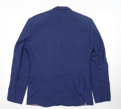 Ejaz Suiting Mens Blue Polyester Jacket Blazer Size 40 Regular