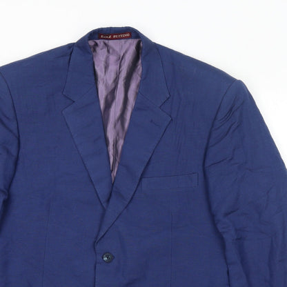 Ejaz Suiting Mens Blue Polyester Jacket Blazer Size 40 Regular