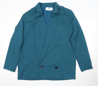 4th & Reckless Womens Blue Polyester Jacket Blazer Size 12 - Shoulder Pads