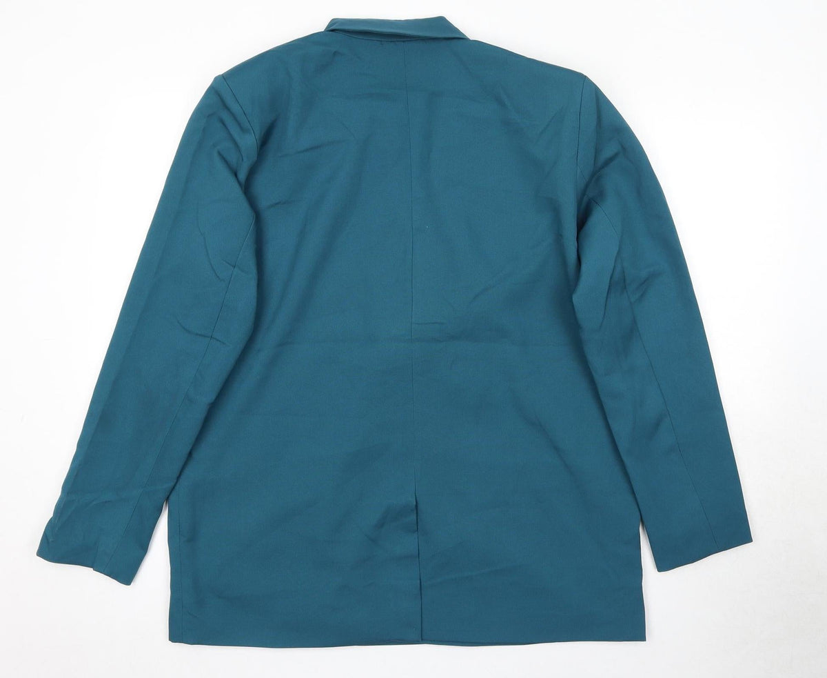 4th & Reckless Womens Blue Polyester Jacket Blazer Size 12 - Shoulder Pads