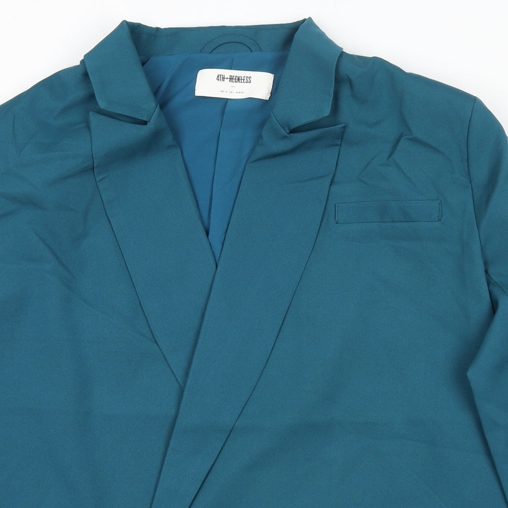 4th & Reckless Womens Blue Polyester Jacket Blazer Size 12 - Shoulder Pads