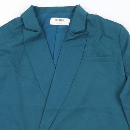 4th & Reckless Womens Blue Polyester Jacket Blazer Size 12 - Shoulder Pads