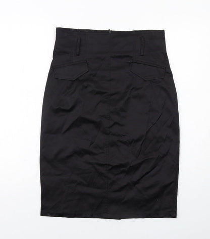 Lucy Womens Black Polyester Straight & Pencil Skirt Size L Zip