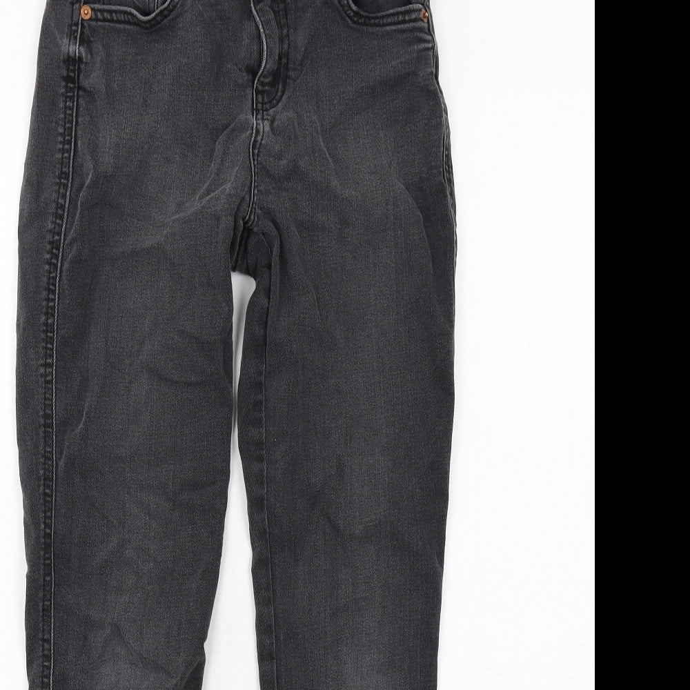 New Look Womens Grey Cotton Skinny Jeans Size 8 Regular Zip - Distressed Hems