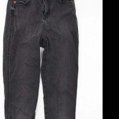 New Look Womens Grey Cotton Skinny Jeans Size 8 Regular Zip - Distressed Hems