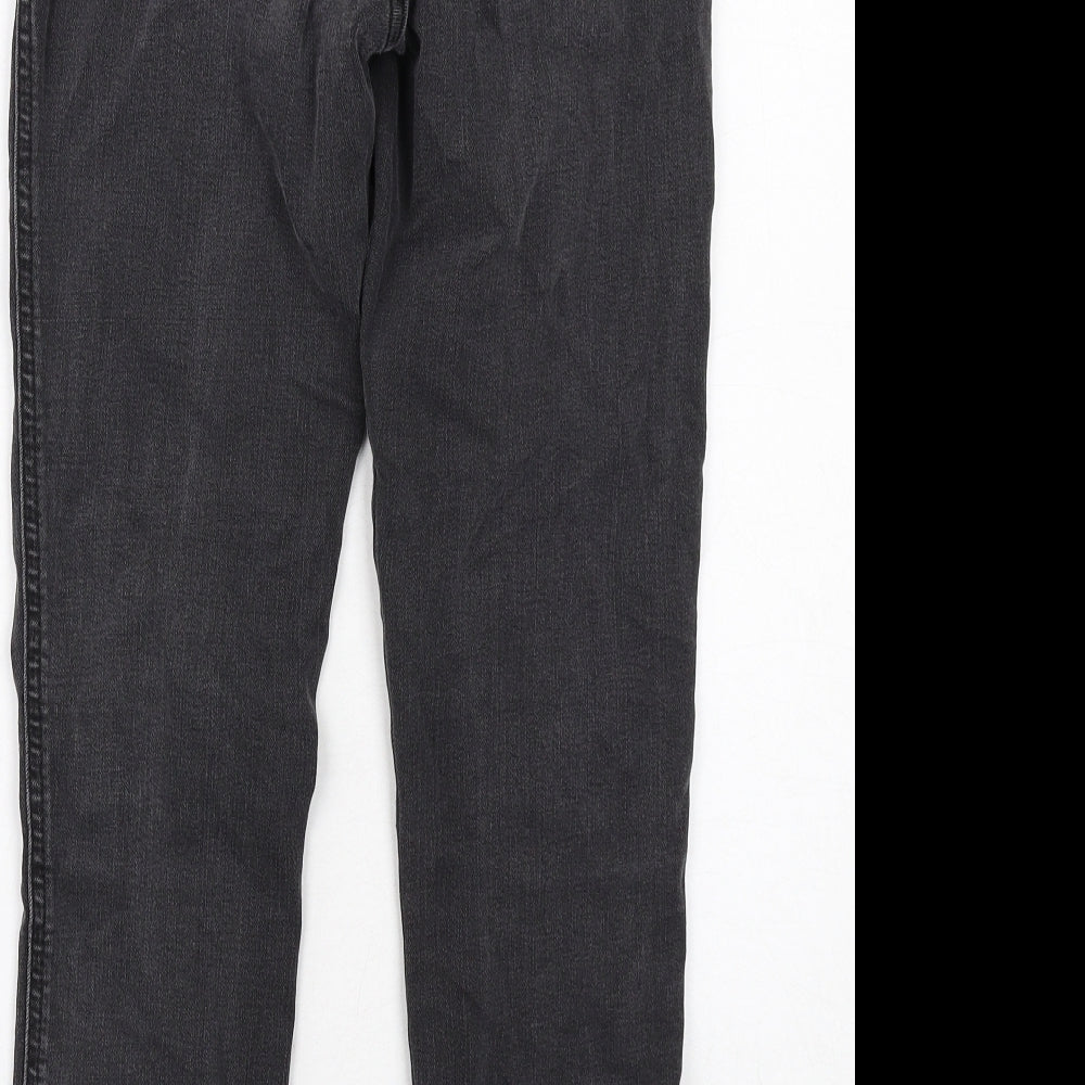 New Look Womens Grey Cotton Skinny Jeans Size 8 Regular Zip - Distressed Hems