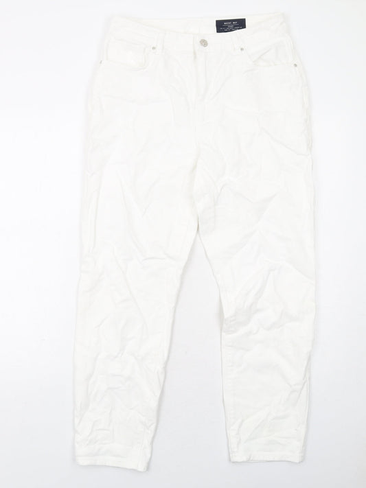 Noisy may Womens White Cotton Tapered Jeans Size 12 L32 in Regular Zip