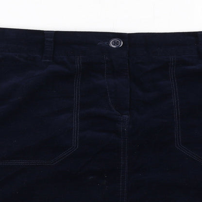 Marks and Spencer Womens Blue Cotton A-Line Skirt Size 10 Zip