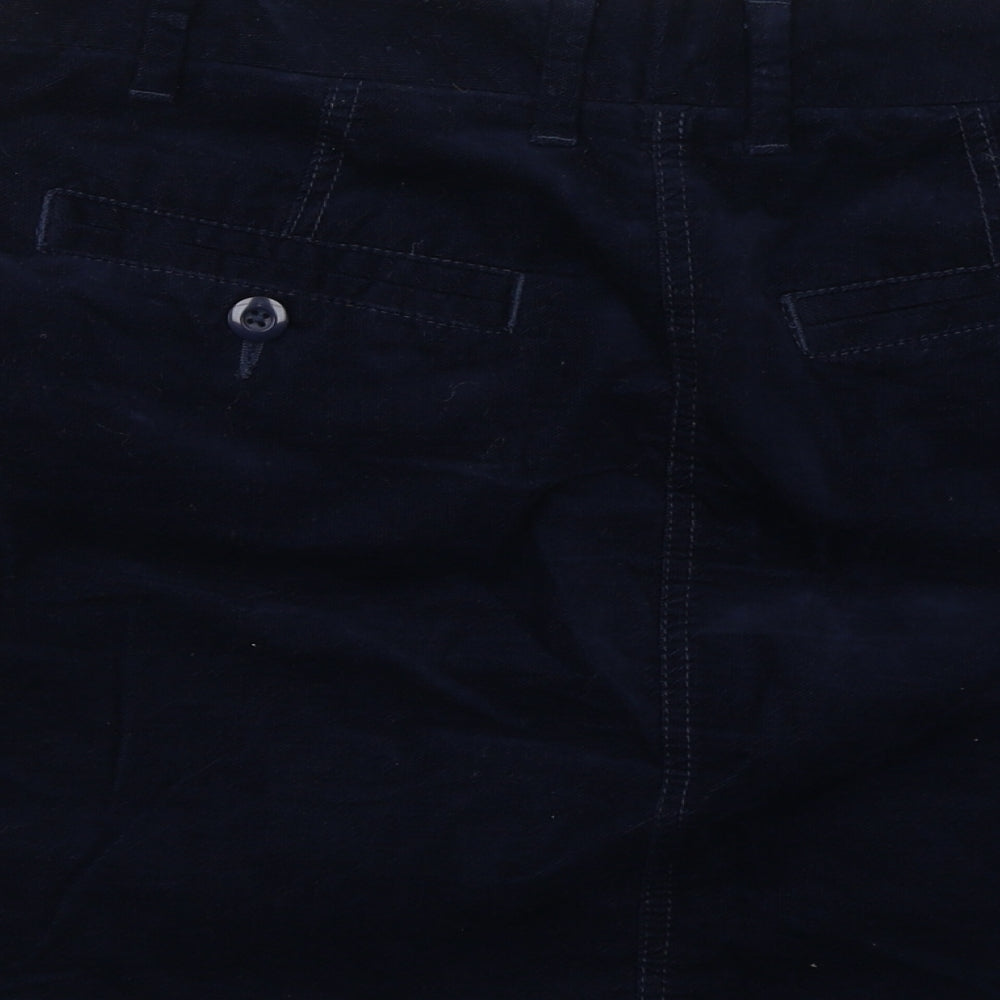 Marks and Spencer Womens Blue Cotton A-Line Skirt Size 10 Zip