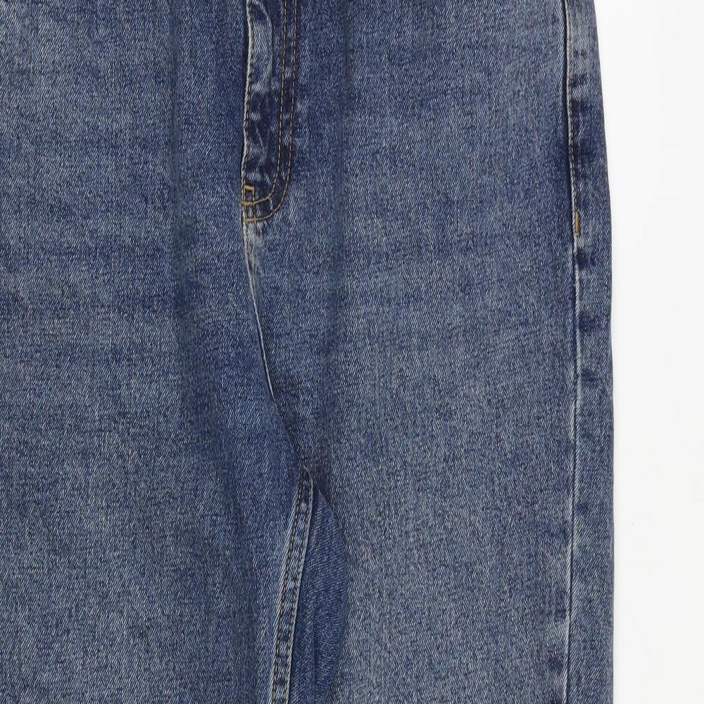 Topshop Womens Blue Cotton Tapered Jeans Size 30 in Regular Zip