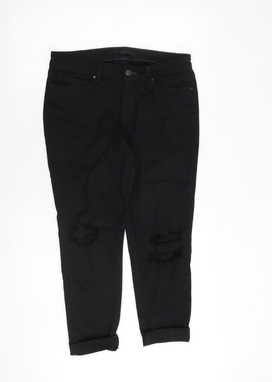 Uniqlo Womens Black Cotton Tapered Jeans Size 32 in Regular Zip