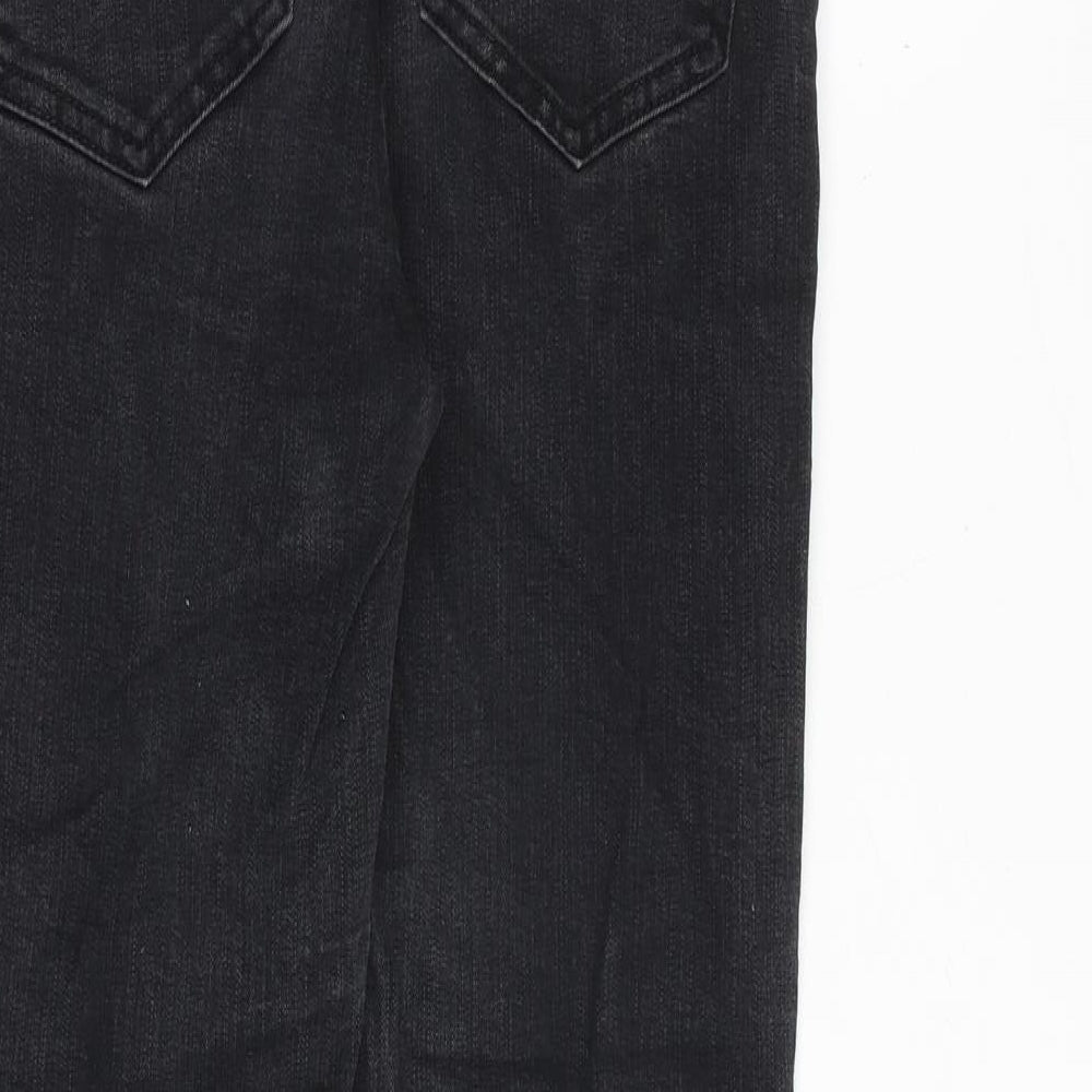 Pull&Bear Womens Grey Cotton Skinny Jeans Size 10 Slim Zip - Frayed Hem