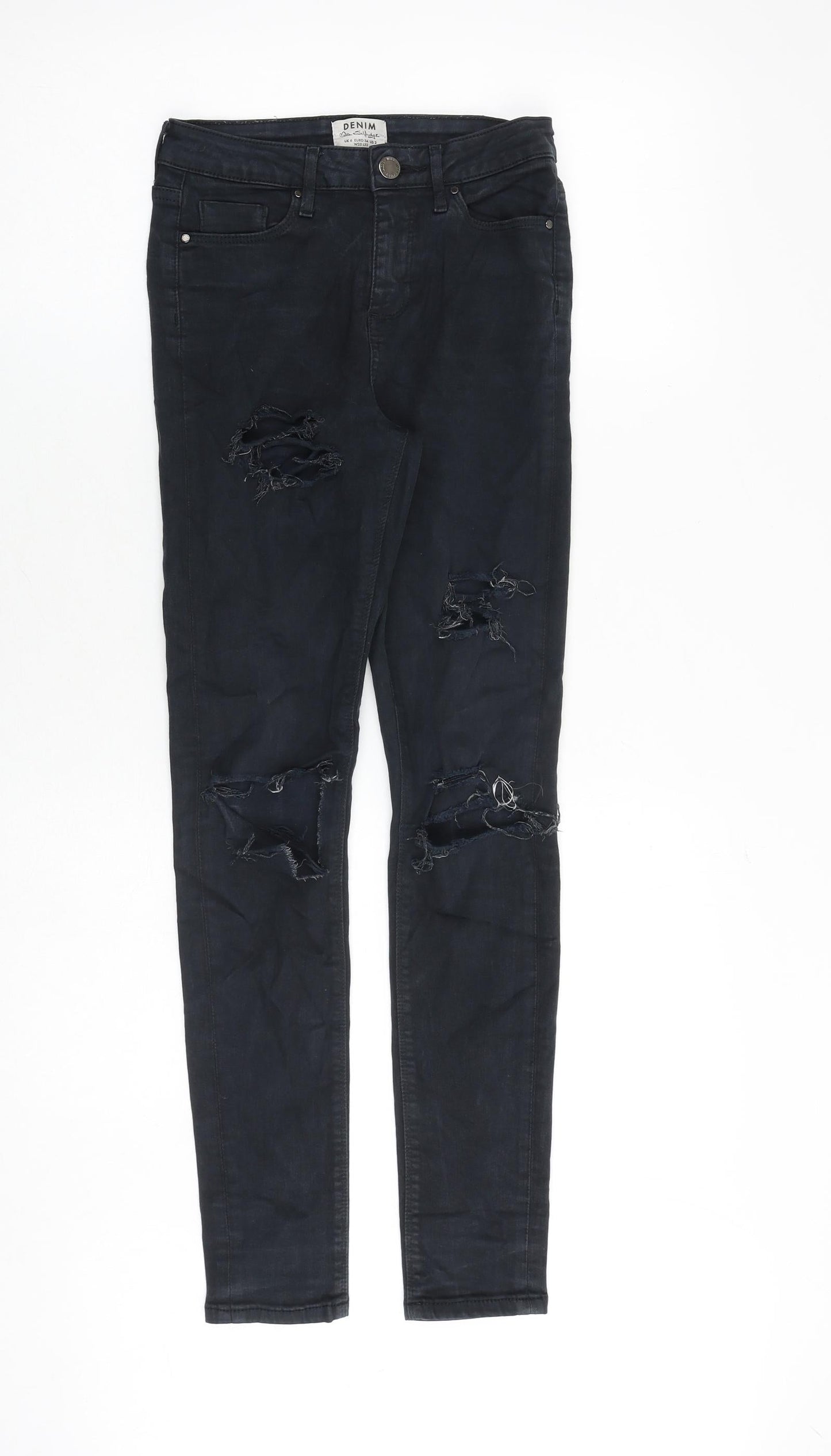 Miss Selfridge Womens Black Cotton Skinny Jeans Size 6 Slim Zip