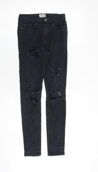 Miss Selfridge Womens Black Cotton Skinny Jeans Size 6 Slim Zip