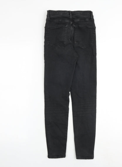 Topshop Womens Black Cotton Skinny Jeans Size 24 in Regular Zip