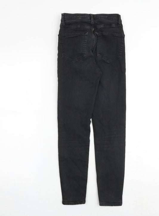 Topshop Womens Black Cotton Skinny Jeans Size 24 in Regular Zip