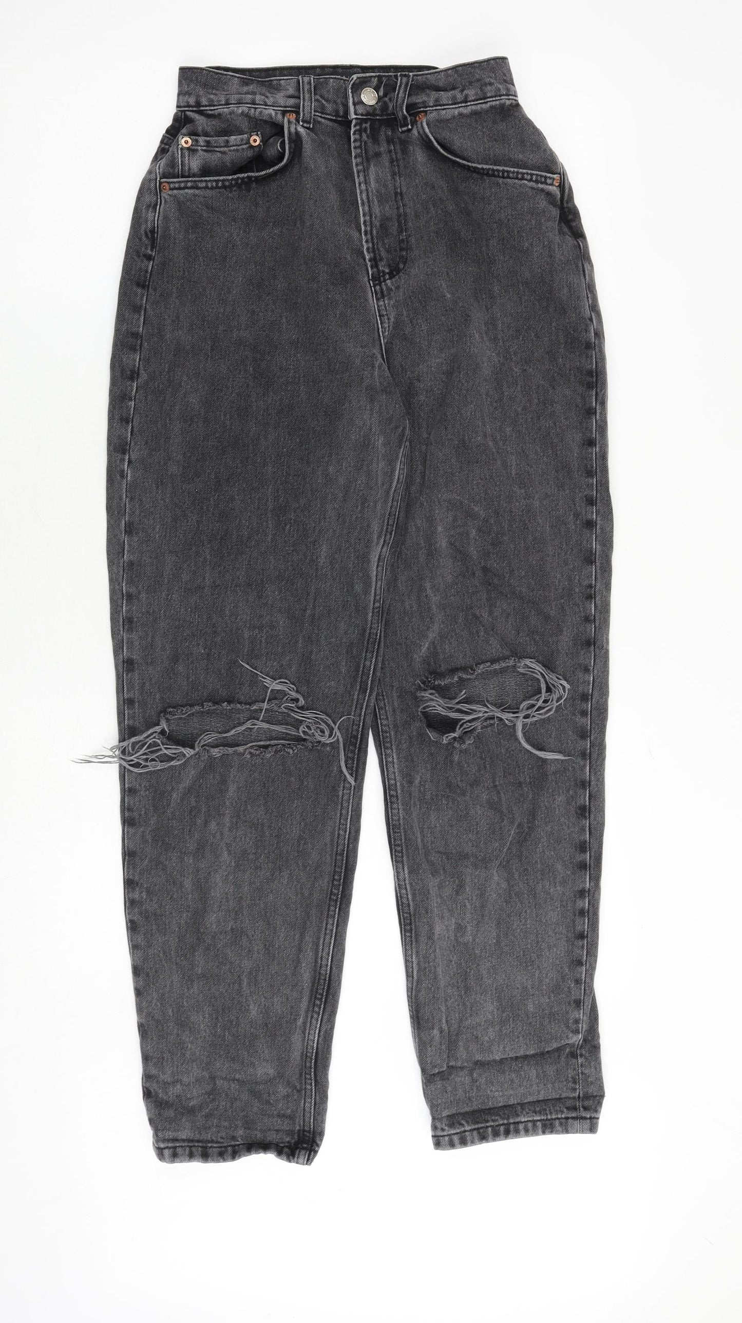 ASOS Womens Grey Cotton Tapered Jeans Size 26 in L30 in Regular Zip