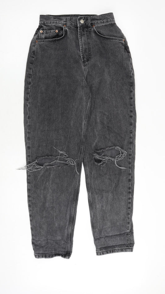 ASOS Womens Grey Cotton Tapered Jeans Size 26 in L30 in Regular Zip