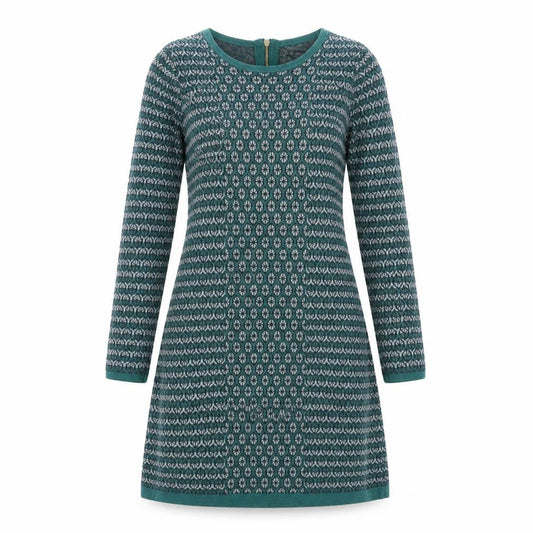 Cynthia Rowley Womens Green Geometric Cotton A-Line Size XS Round Neck Zip