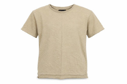 Front view of River Island girls’ brown cotton basic t-shirt, size 7-8, years round neck pullover