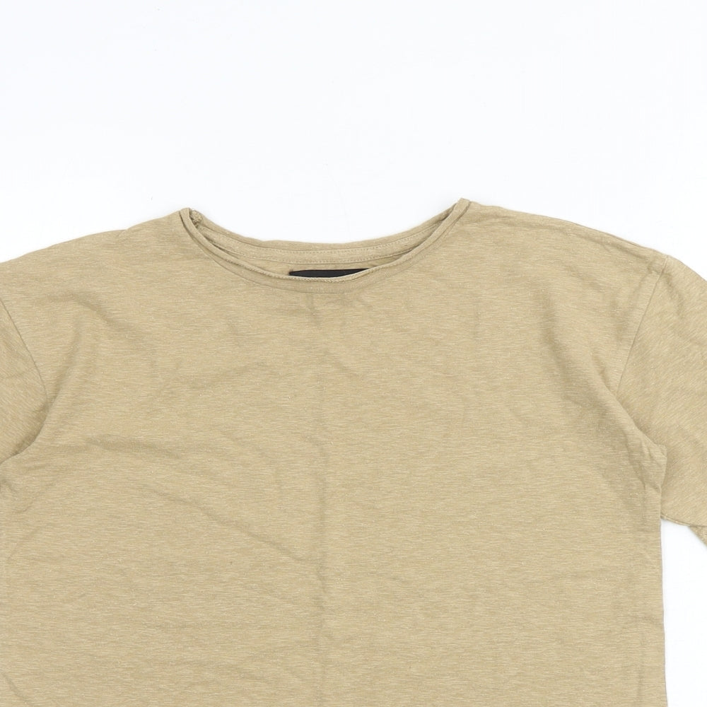 River Island Girls Brown Cotton Basic T-Shirt Size 7-8 Years Round Neck Pullover
