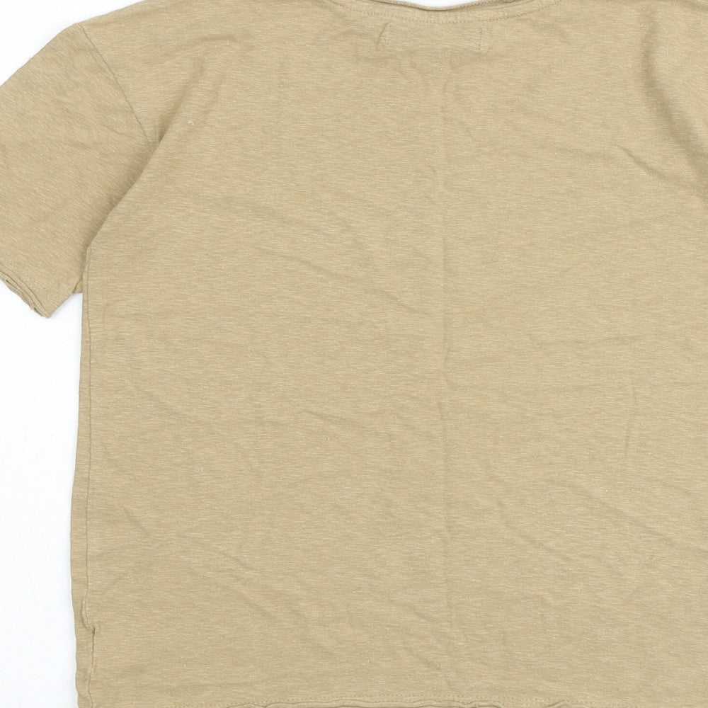 River Island Girls Brown Cotton Basic T-Shirt Size 7-8 Years Round Neck Pullover