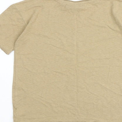 River Island Girls Brown Cotton Basic T-Shirt Size 7-8 Years Round Neck Pullover