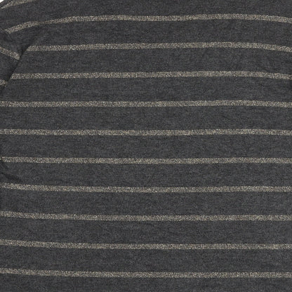 Marks and Spencer Womens Grey V-Neck Striped Viscose Pullover Jumper Size 8