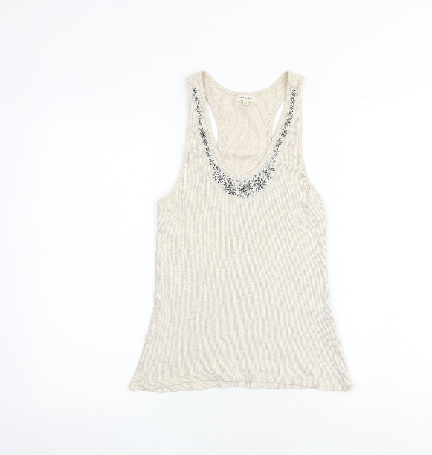 Womens UK Size 10 Marks and Spencer Beige Basic Tank