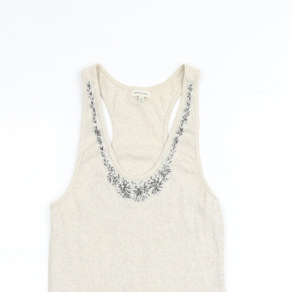 Womens UK Size 10 Marks and Spencer Beige Basic Tank
