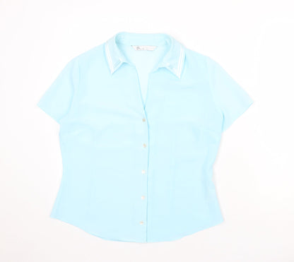 Womens UK Size 14 BHS Blue Basic Button-Up