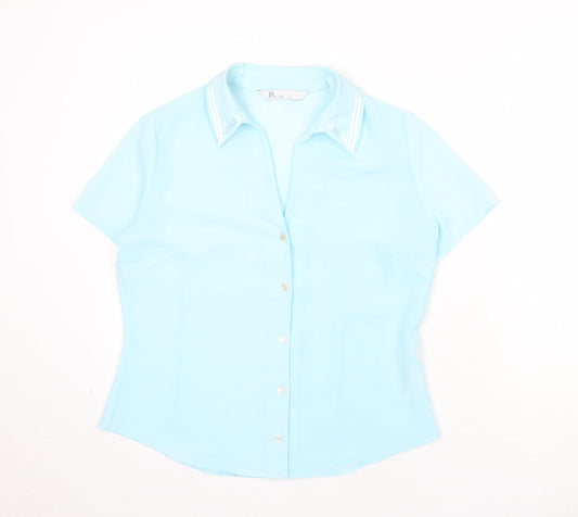 Womens UK Size 14 BHS Blue Basic Button-Up