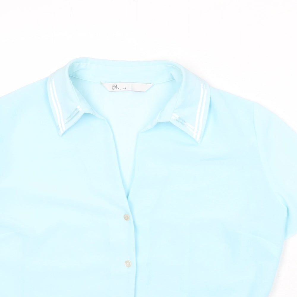 Womens UK Size 14 BHS Blue Basic Button-Up