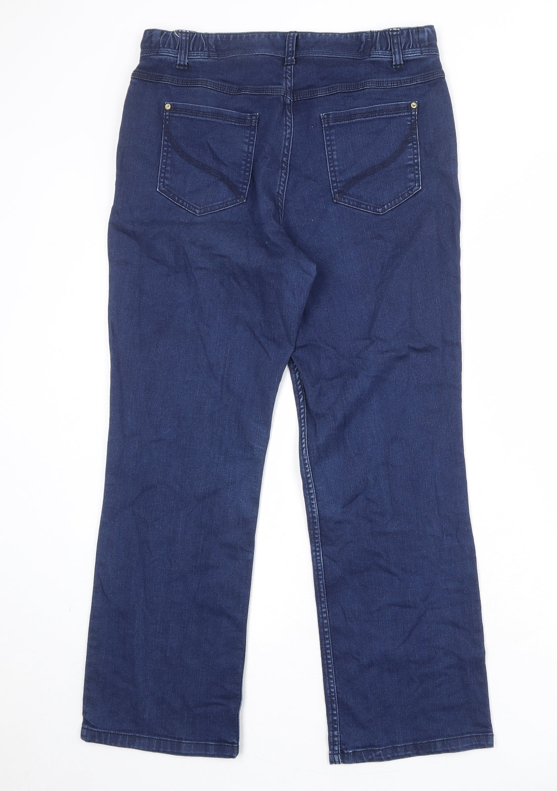 Classic Womens Blue Cotton Bootcut Jeans Size 32 in Regular Zip