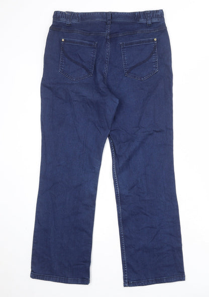 Classic Womens Blue Cotton Bootcut Jeans Size 32 in Regular Zip