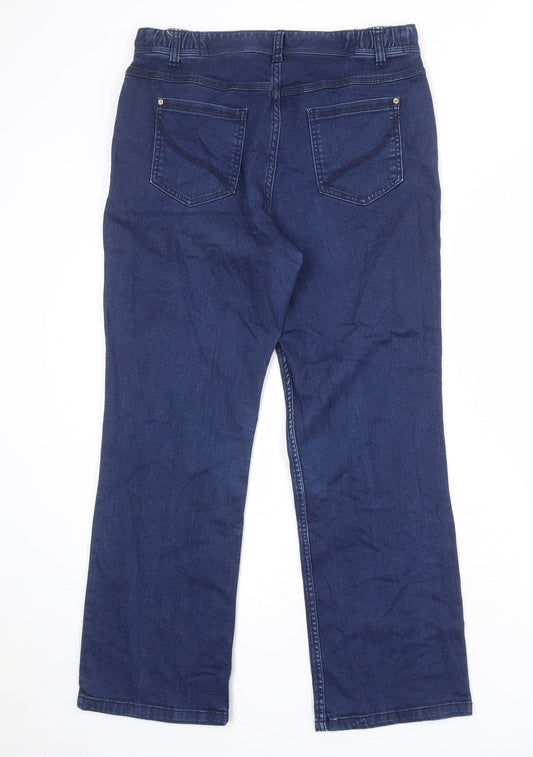 Classic Womens Blue Cotton Bootcut Jeans Size 32 in Regular Zip