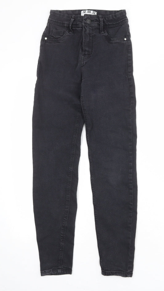 Bershka Womens Black Cotton Skinny Jeans Size 4 Regular Zip