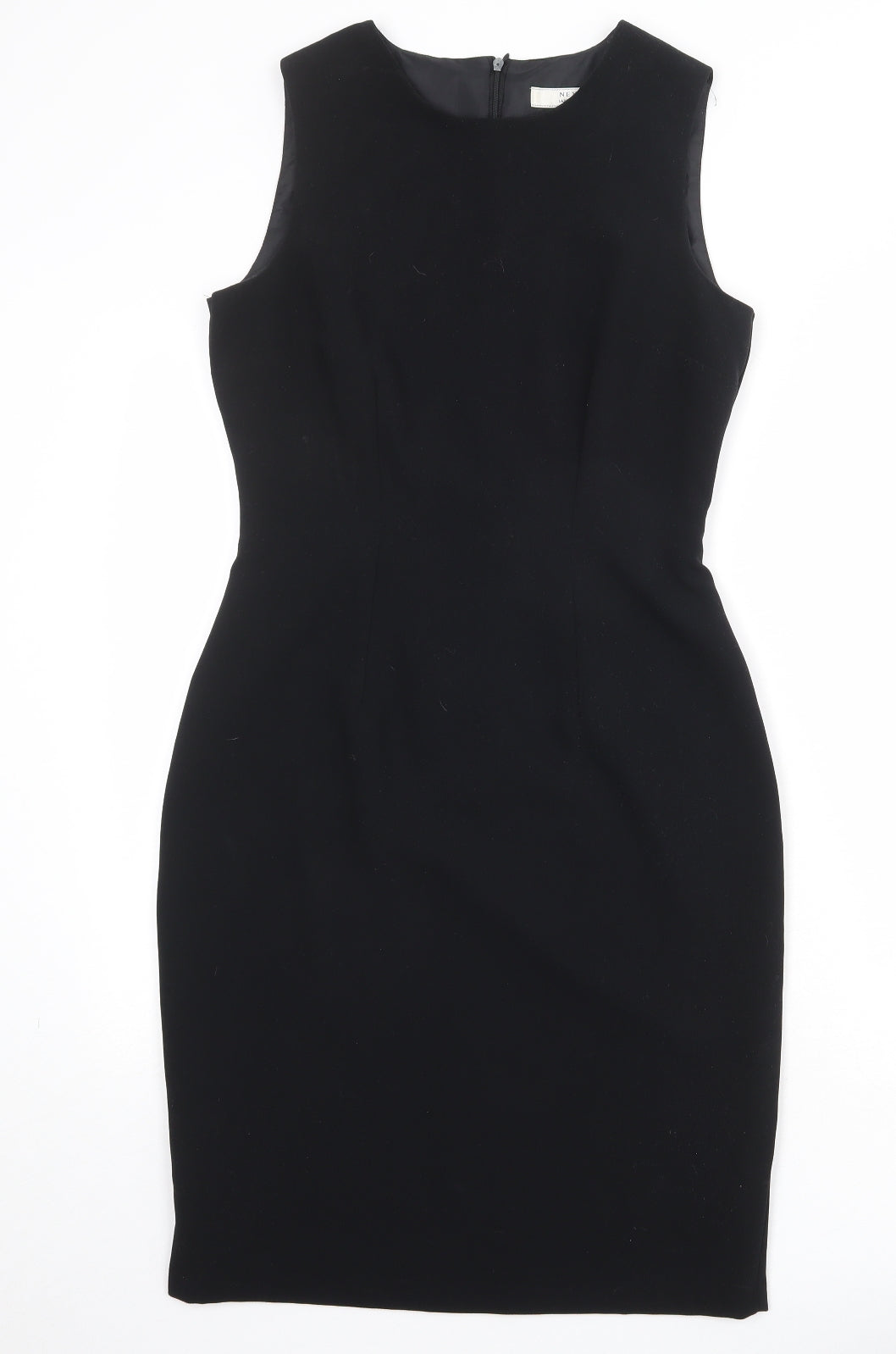 NEXT Womens Black Polyester Shift Size 10 Round Neck Zip