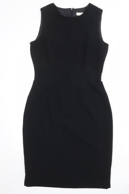 NEXT Womens Black Polyester Shift Size 10 Round Neck Zip