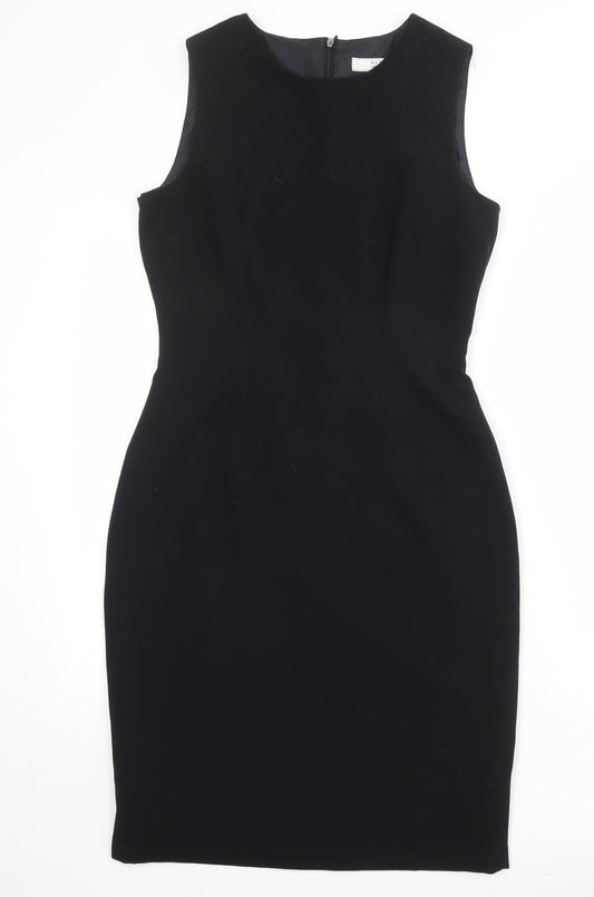 NEXT Womens Black Polyester Shift Size 10 Round Neck Zip
