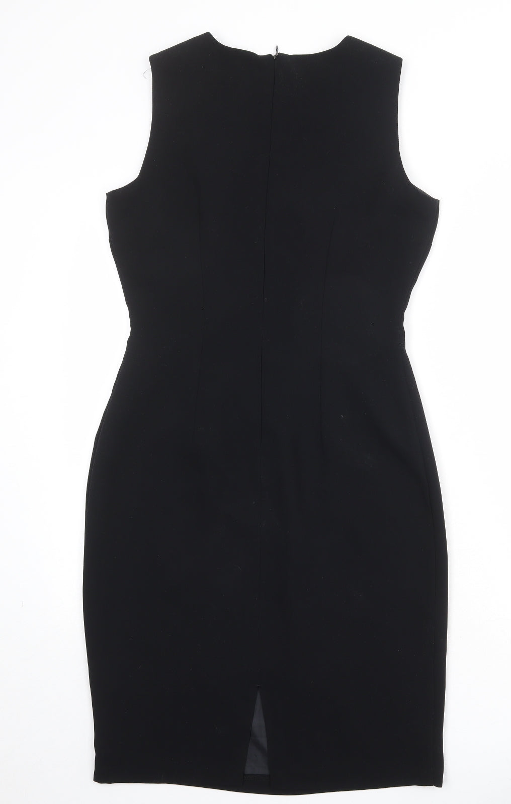 NEXT Womens Black Polyester Shift Size 10 Round Neck Zip