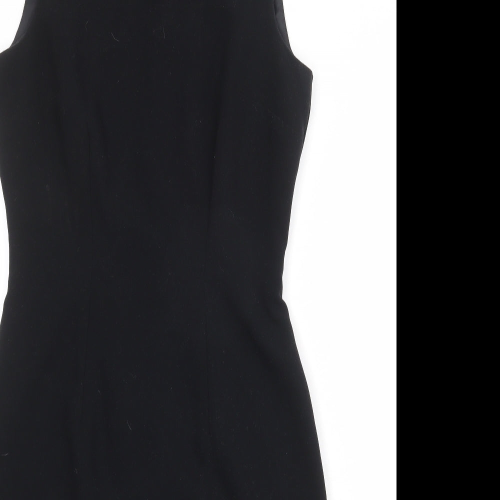 NEXT Womens Black Polyester Shift Size 10 Round Neck Zip