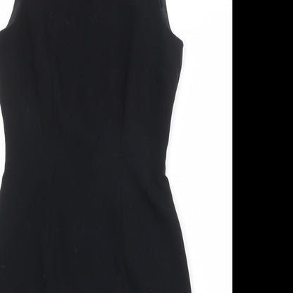 NEXT Womens Black Polyester Shift Size 10 Round Neck Zip