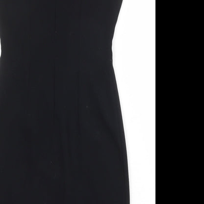 NEXT Womens Black Polyester Shift Size 10 Round Neck Zip