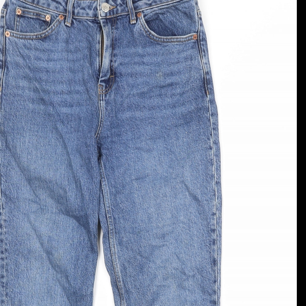 Topshop Womens Blue Cotton Straight Jeans Size 30 in Regular Zip
